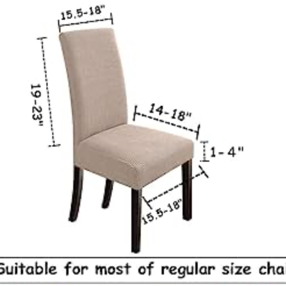 Elegant 6 Piece Beige Dining Chair Cover Set - Picture 2 of 7